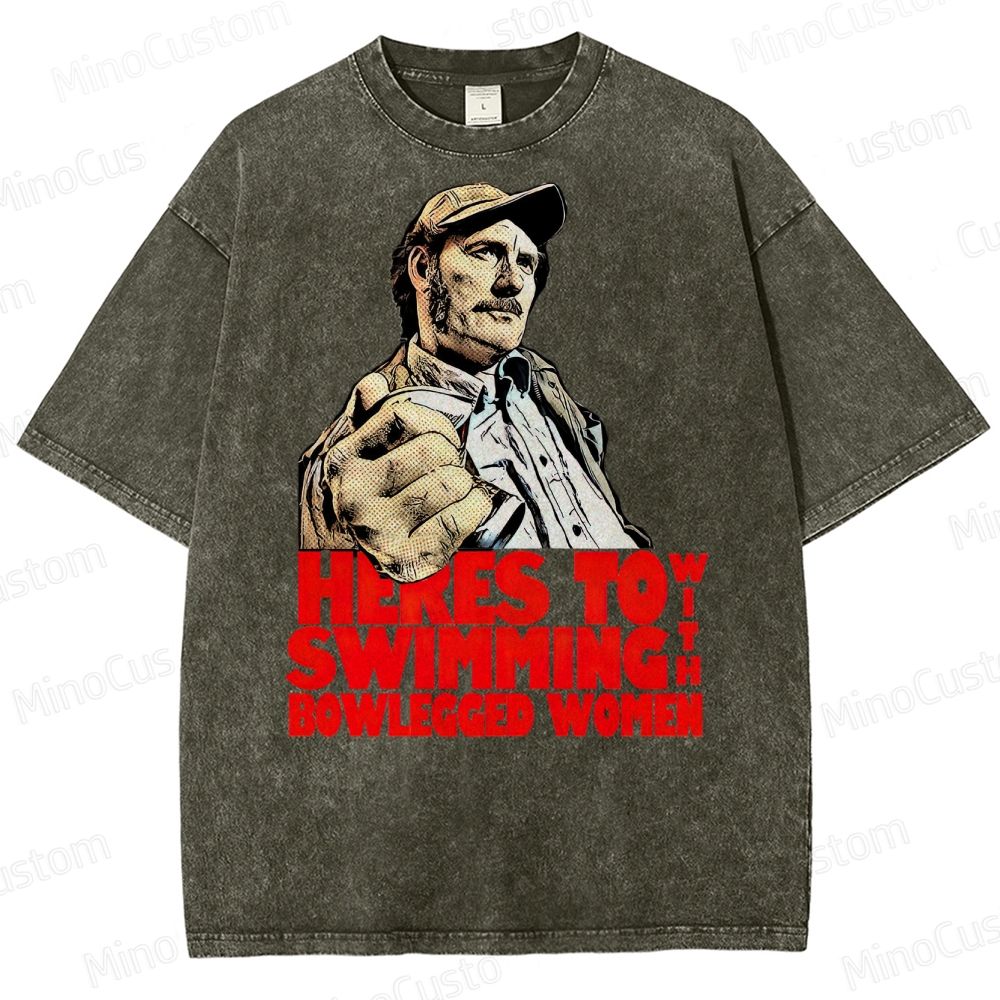 "Here’s to Swimming with Bowlegged Women" – Vintage Jaws Quote Washed T-Shirt 