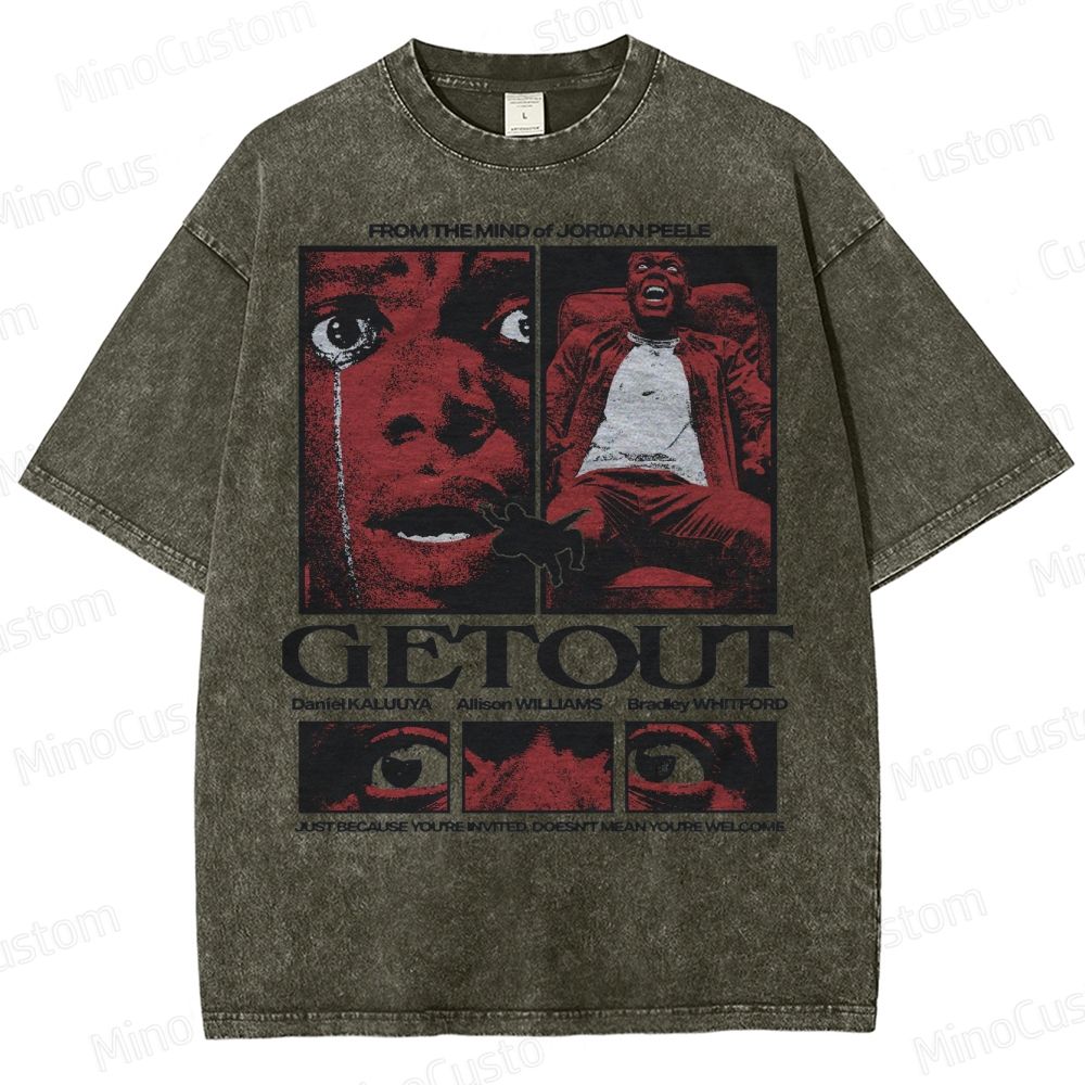 "Get Out" Psychological Thriller Washed T-Shirt 