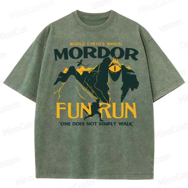 Mordor Fun Run Parody Washed T-Shirt 