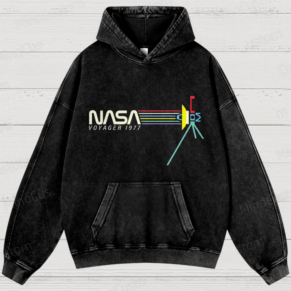 Retro NASA Voyager Spacecraft Washed Hoodies 