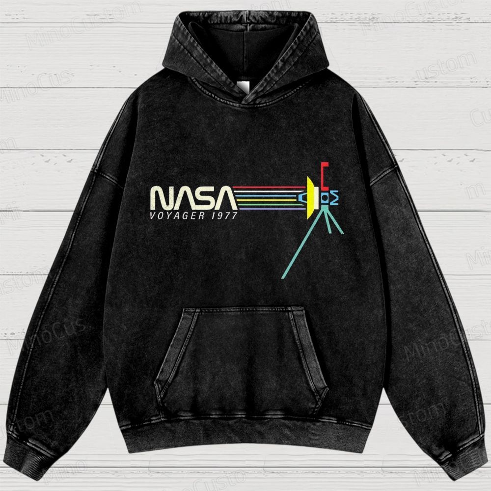 Retro NASA Voyager Spacecraft Washed Hoodies