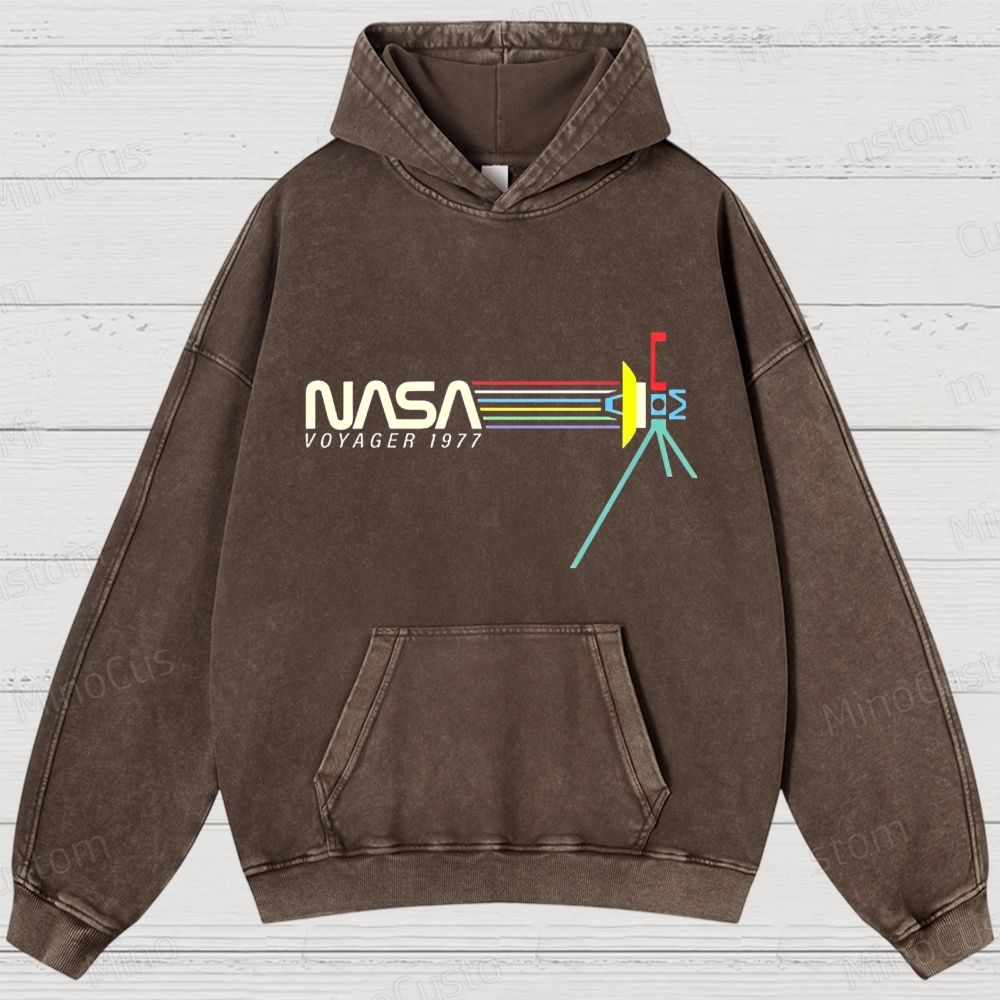 Retro NASA Voyager Spacecraft Washed Hoodies 