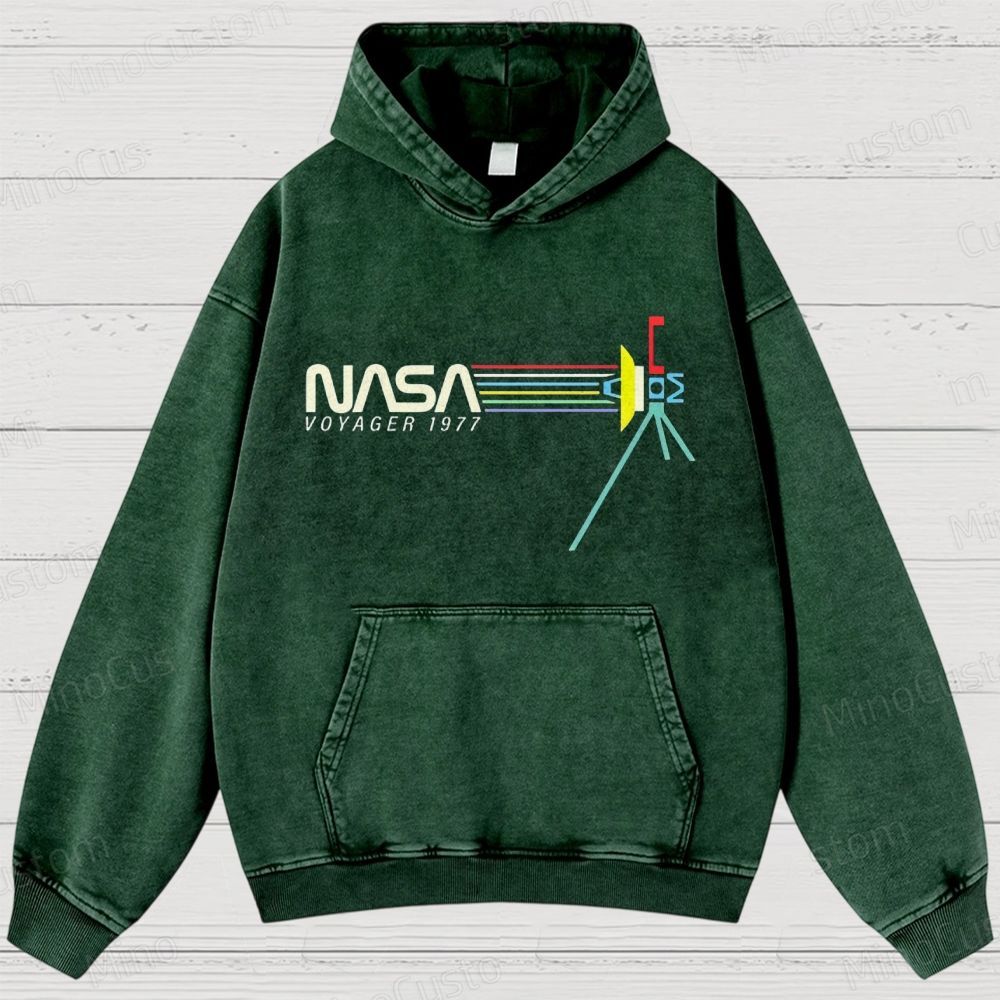 Retro NASA Voyager Spacecraft Washed Hoodies 