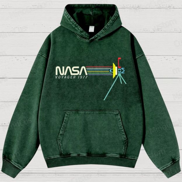 Retro NASA Voyager Spacecraft Washed Hoodies 