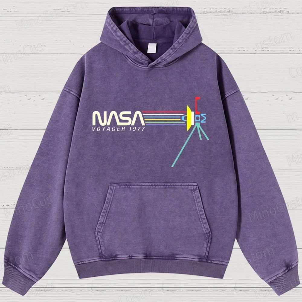 Retro NASA Voyager Spacecraft Washed Hoodies 