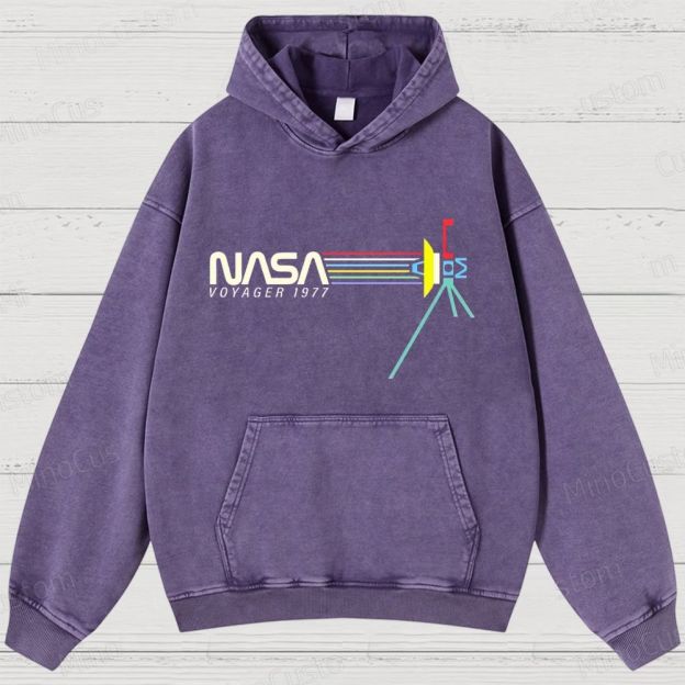 Retro NASA Voyager Spacecraft Washed Hoodies 