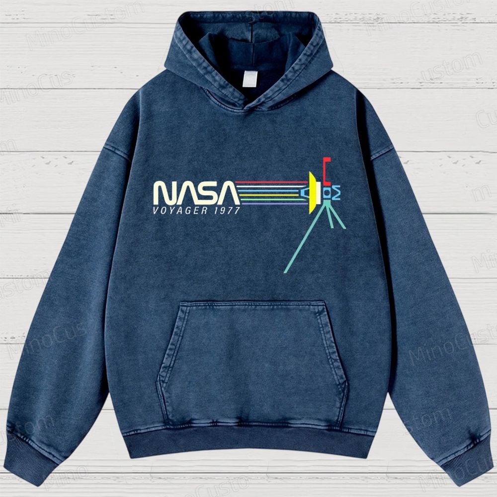 Retro NASA Voyager Spacecraft Washed Hoodies 