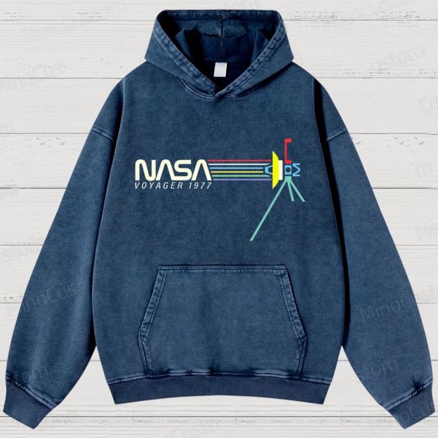 Retro NASA Voyager Spacecraft Washed Hoodies 