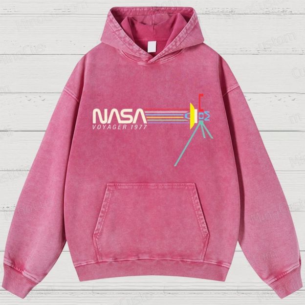 Retro NASA Voyager Spacecraft Washed Hoodies 