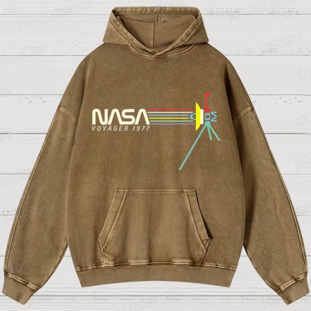 Retro NASA Voyager Spacecraft Washed Hoodies 