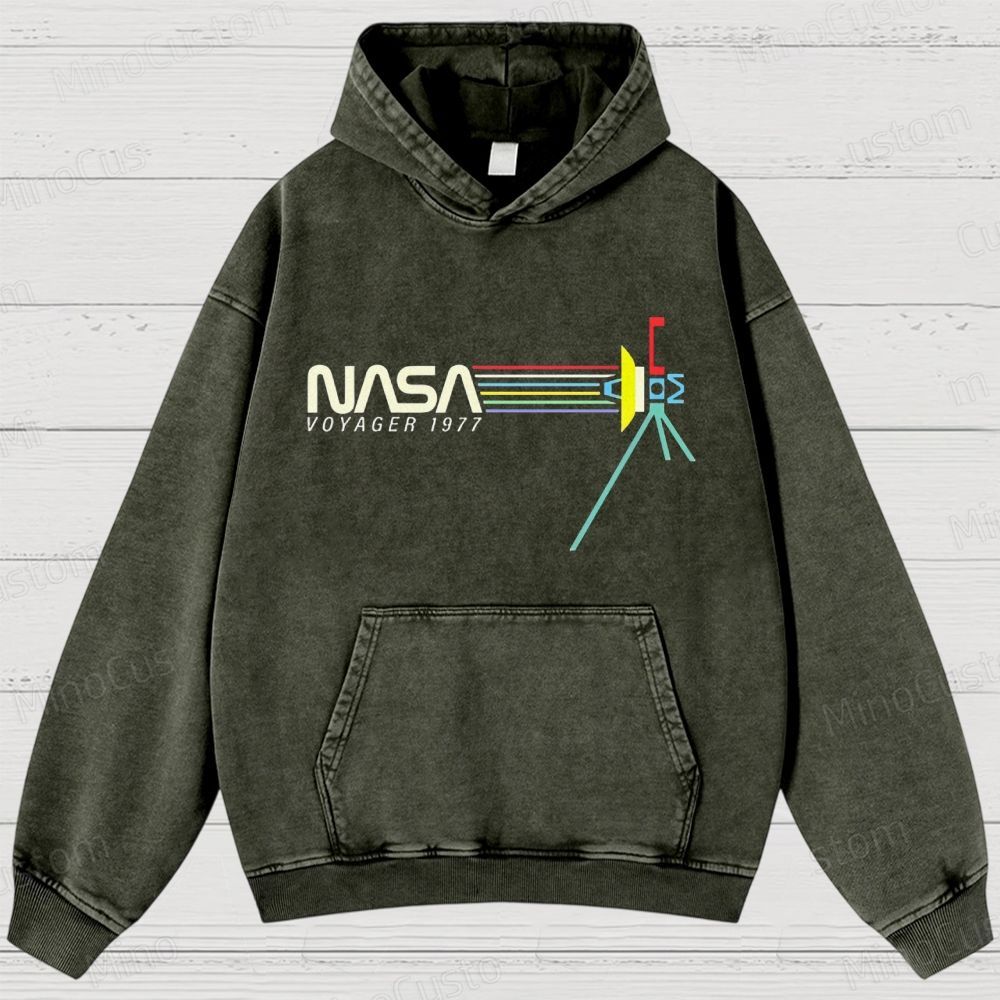 Retro NASA Voyager Spacecraft Washed Hoodies 