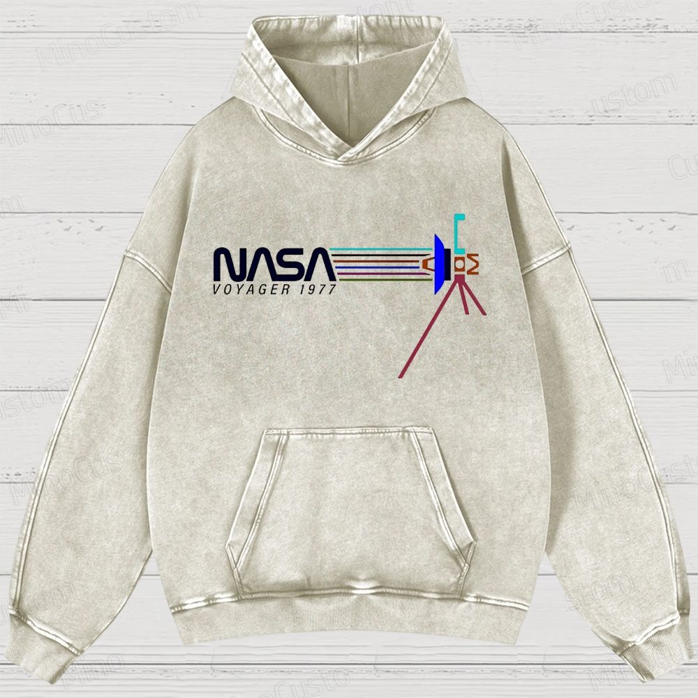 Retro NASA Voyager Spacecraft Washed Hoodies 