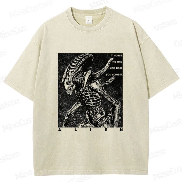 Vintage - style Alien Movie Graphic T - shirt