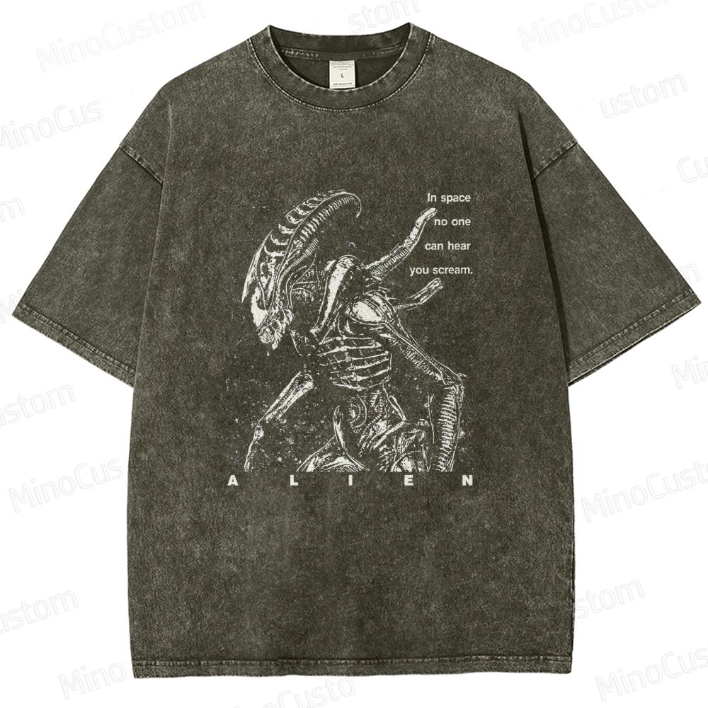 Vintage - style Alien Movie Graphic T - shirt