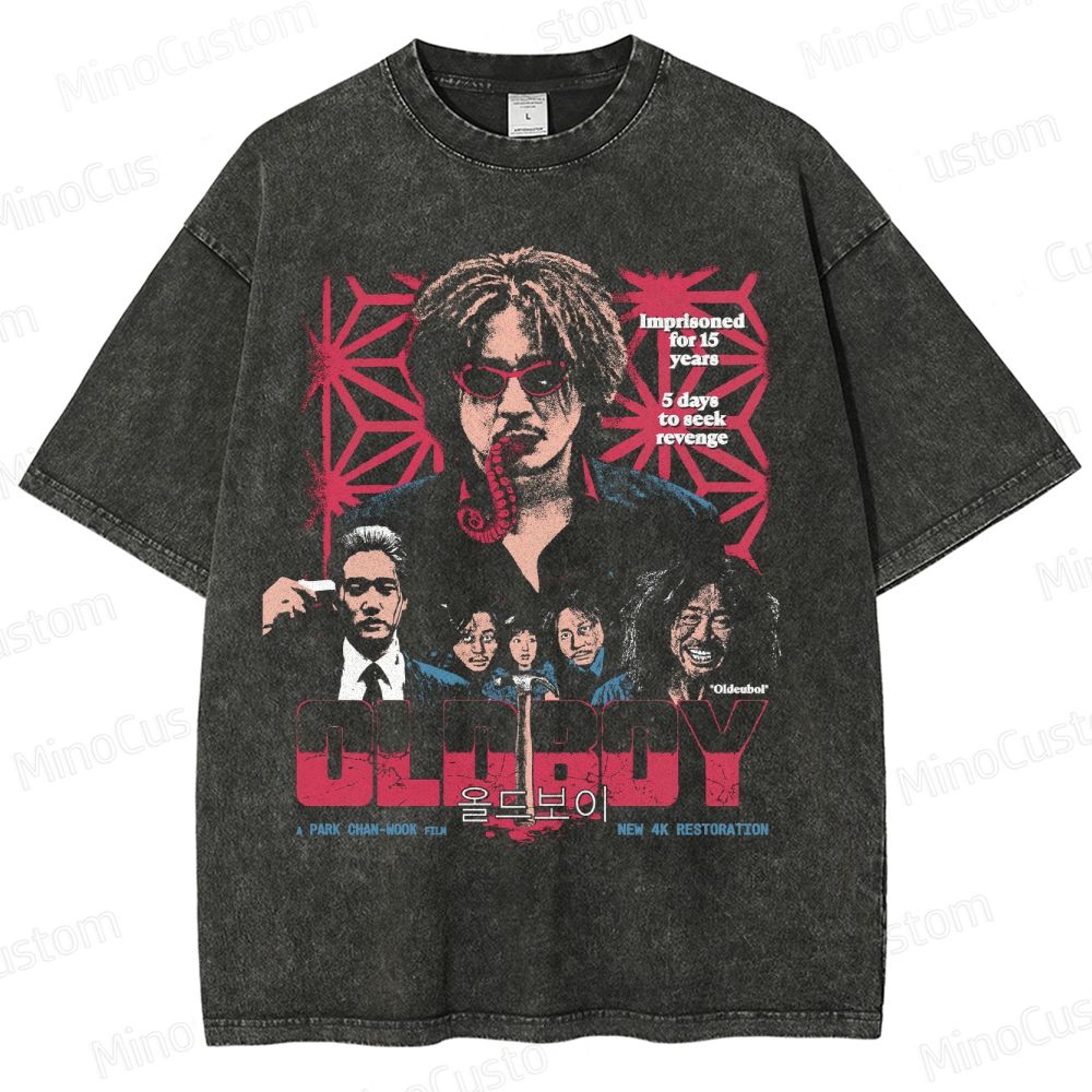 Vintage - Washed Oldboy Movie Graphic T - shirt