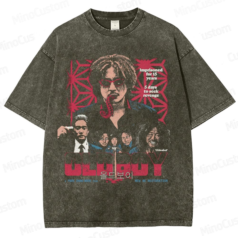 Vintage - Washed Oldboy Movie Graphic T - shirt