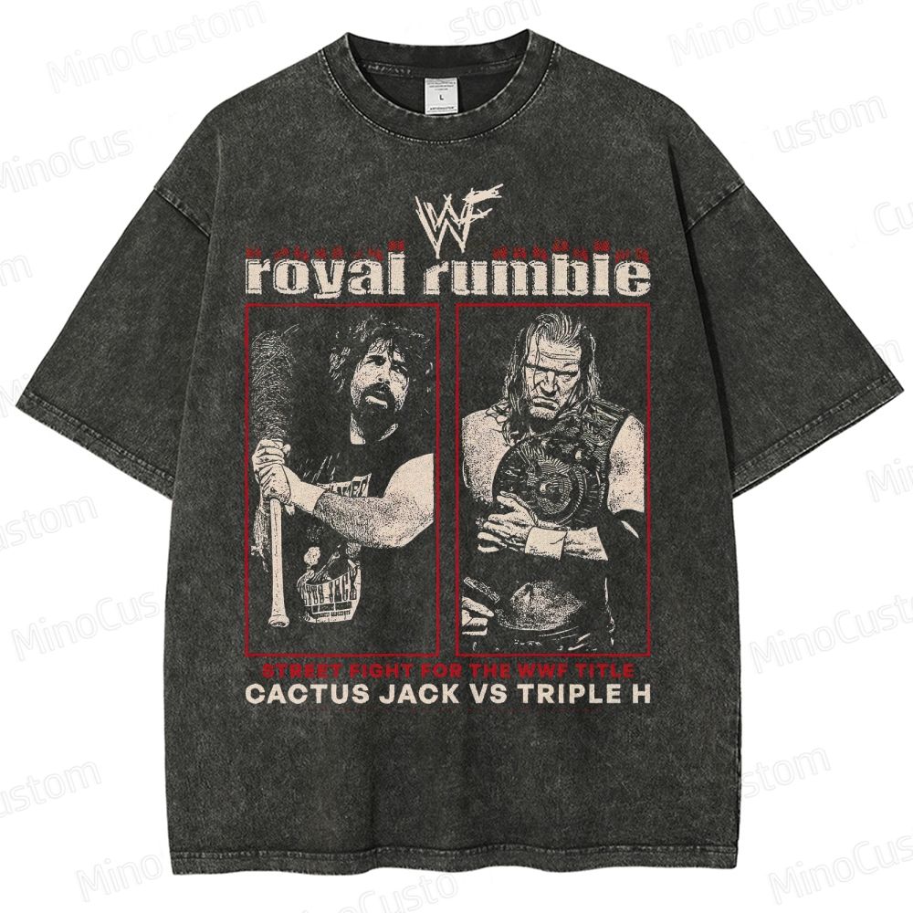 Vintage - Washed WWF Royal Rumble Cactus Jack vs Triple H T - shirt