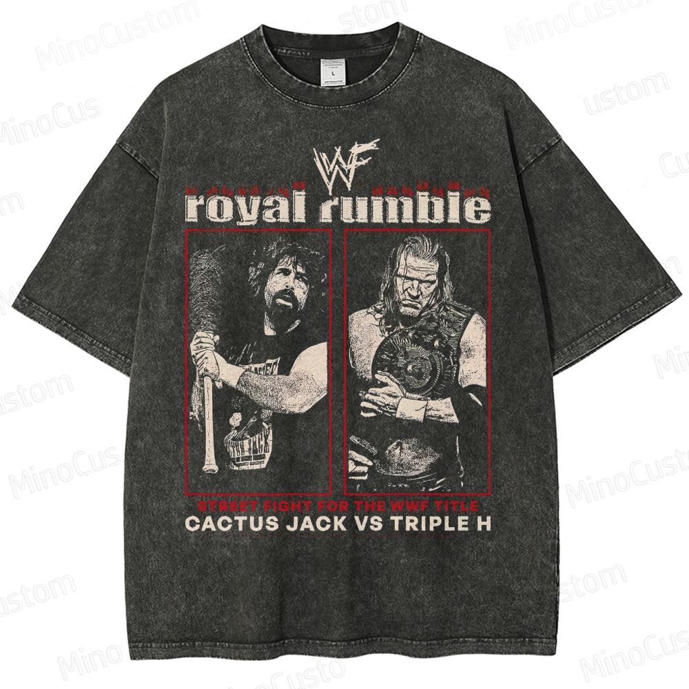 Vintage - Washed WWF Royal Rumble Cactus Jack vs Triple H T - shirt