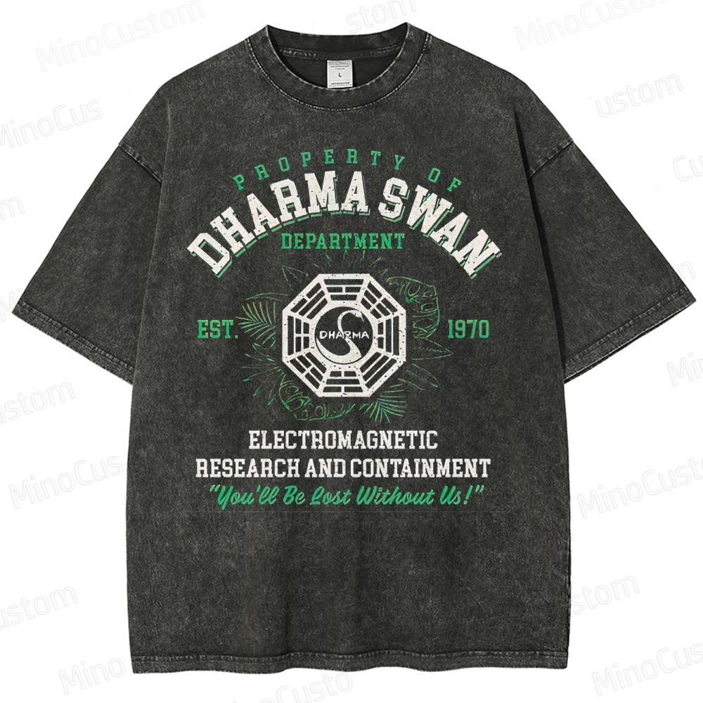 Vintage - Washed Lost Dharma Swan Department Graphic T - shirt