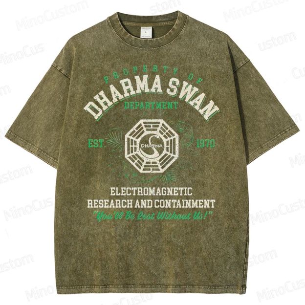 Vintage - Washed Lost Dharma Swan Department Graphic T - shirt
