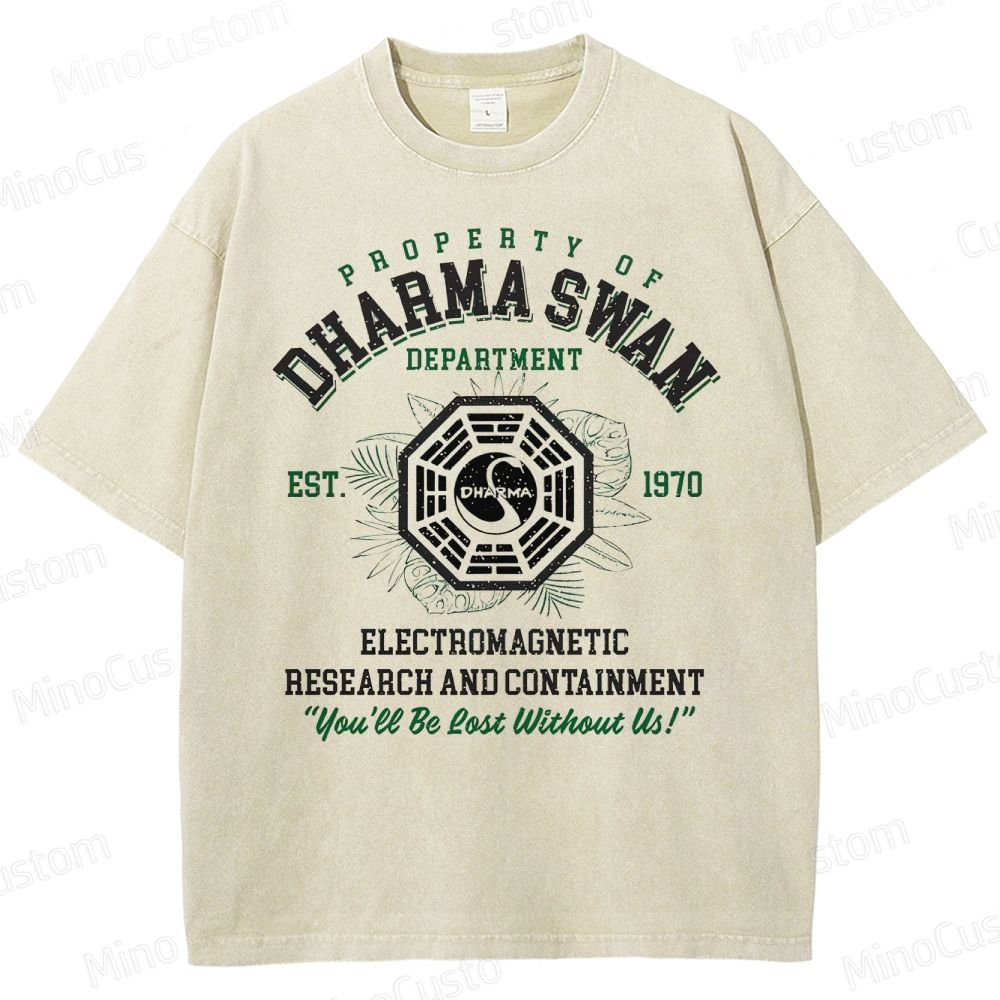 Vintage - Washed Lost Dharma Swan Department Graphic T - shirt