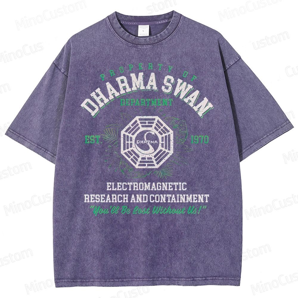 Vintage - Washed Lost Dharma Swan Department Graphic T - shirt