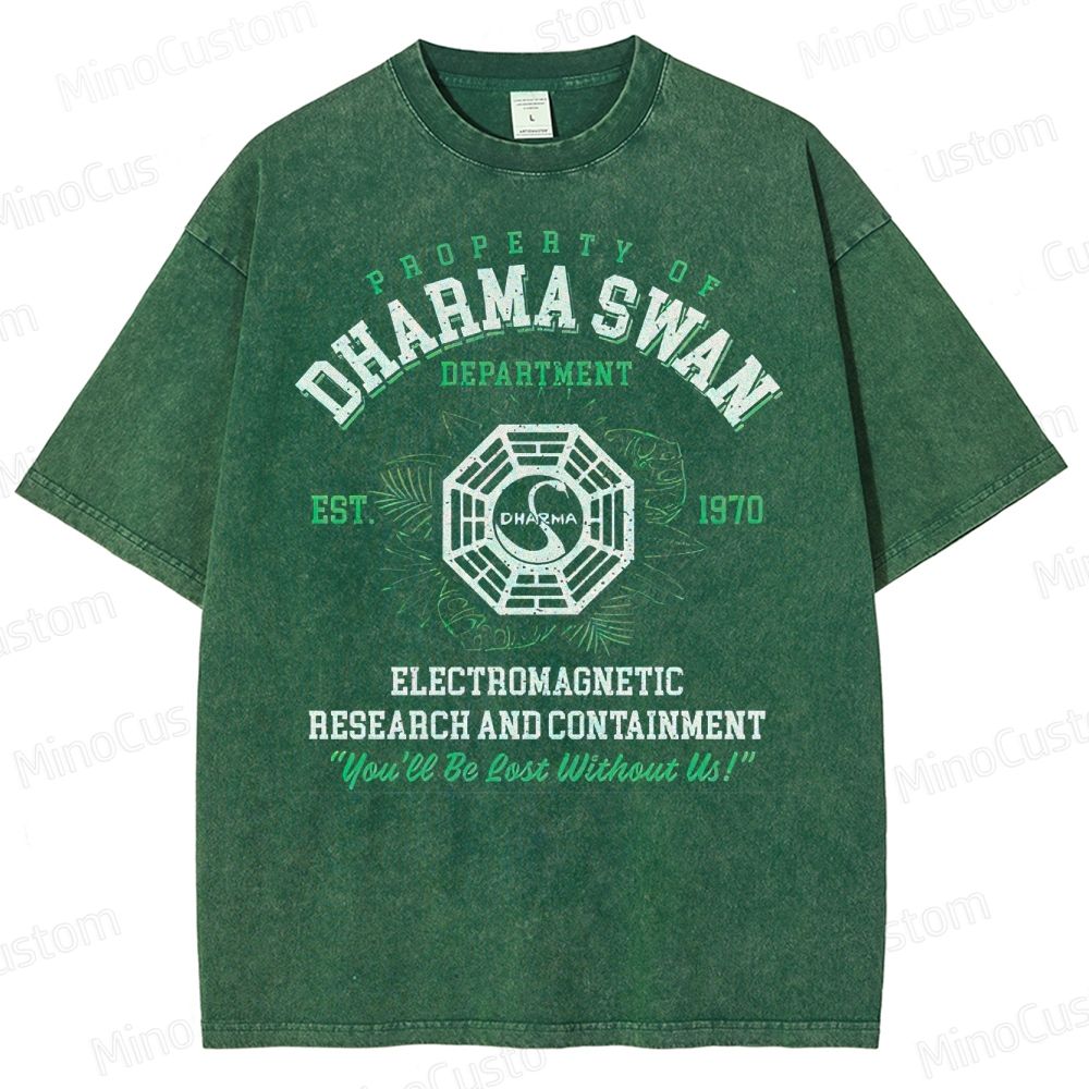 Vintage - Washed Lost Dharma Swan Department Graphic T - shirt