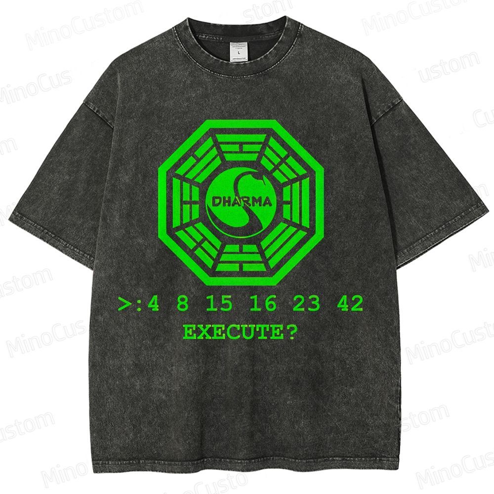 Vintage - Washed Lost Dharma Initiative Graphic T - shirt