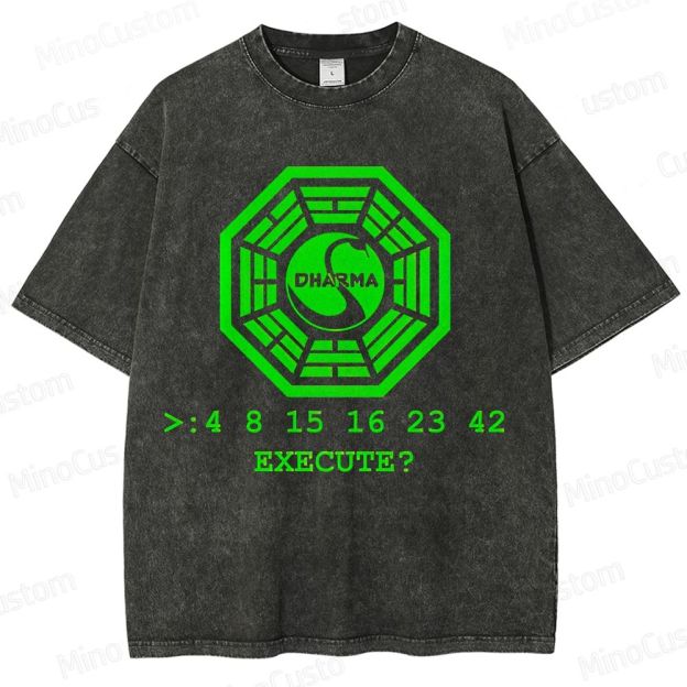 Vintage - Washed Lost Dharma Initiative Graphic T - shirt