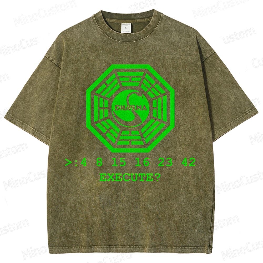 Vintage - Washed Lost Dharma Initiative Graphic T - shirt