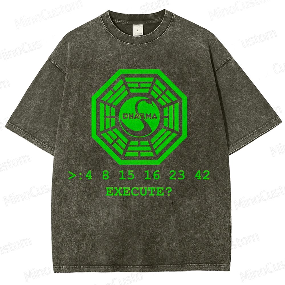 Vintage - Washed Lost Dharma Initiative Graphic T - shirt