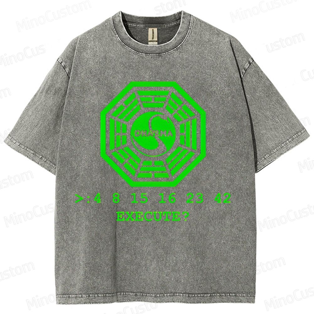 Vintage - Washed Lost Dharma Initiative Graphic T - shirt