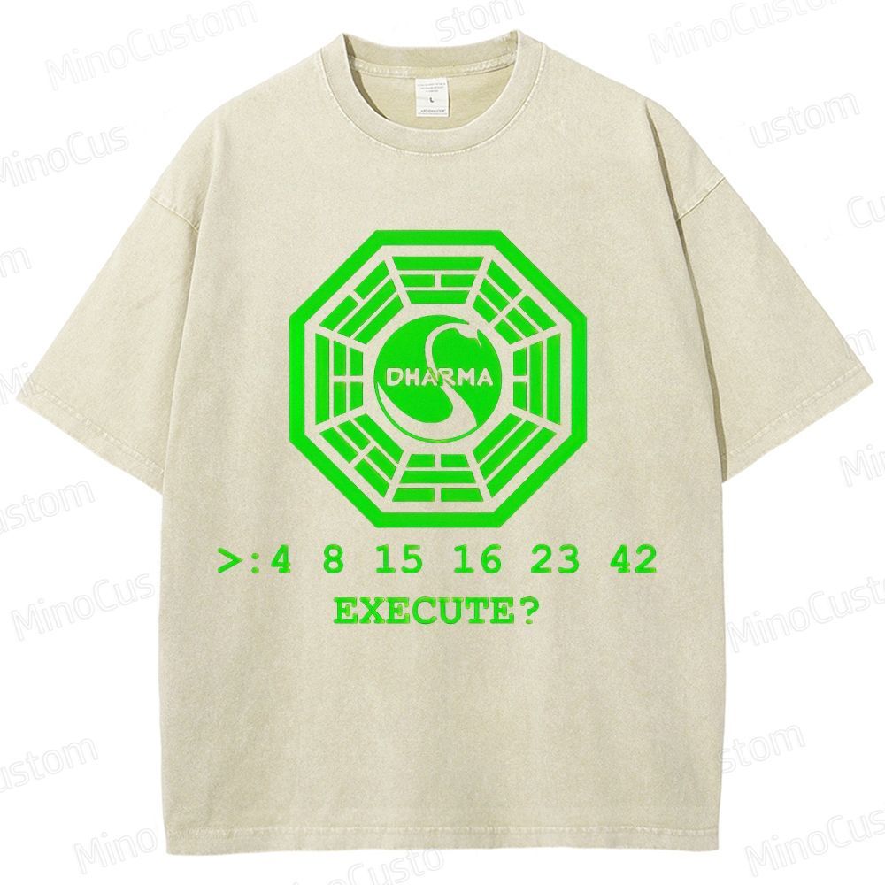 Vintage - Washed Lost Dharma Initiative Graphic T - shirt
