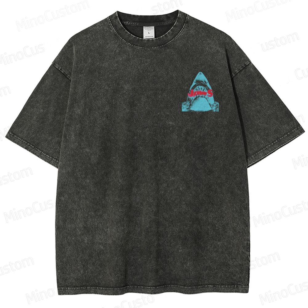 Jaws Movie Amity Island Retro Graphic  Washed T-Shirt 