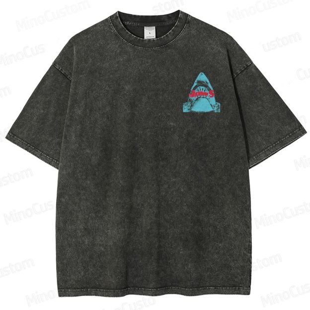 Jaws Movie Amity Island Retro Graphic  Washed T-Shirt 