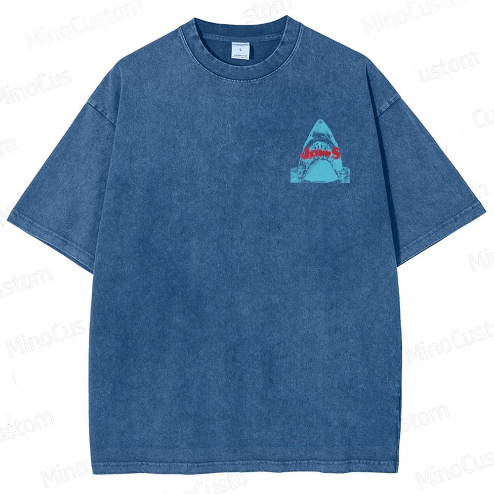 Jaws Movie Amity Island Retro Graphic  Washed T-Shirt 