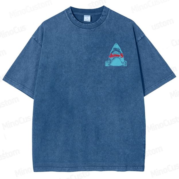 Jaws Movie Amity Island Retro Graphic  Washed T-Shirt 