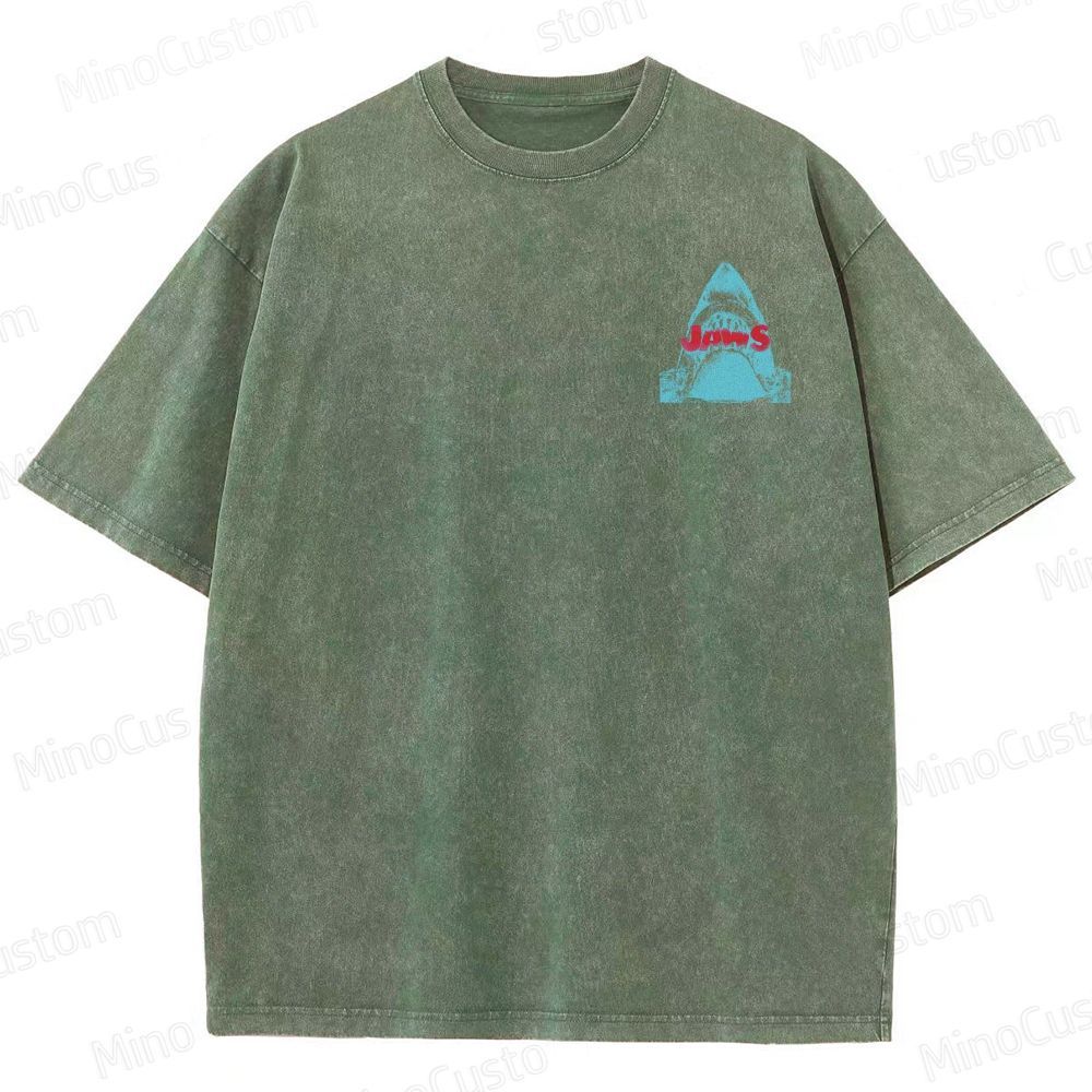 Jaws Movie Amity Island Retro Graphic  Washed T-Shirt 