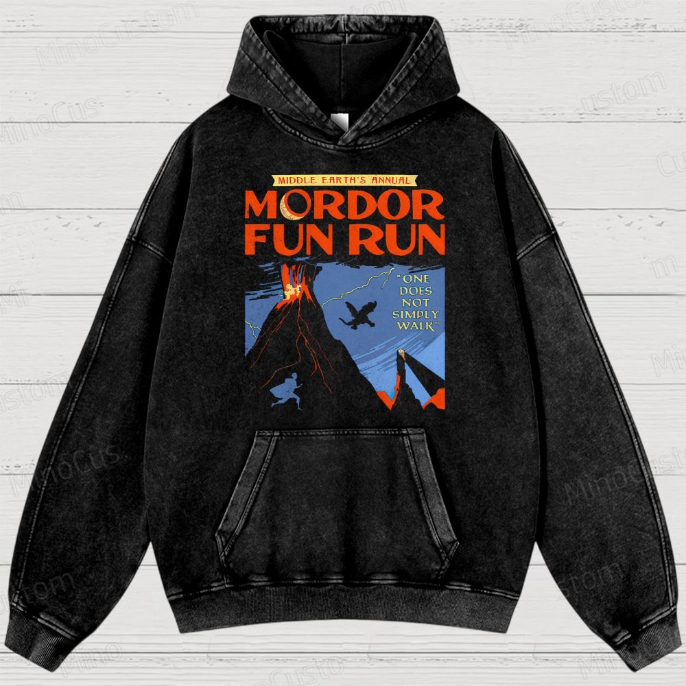 Middleearth's Annual Mordor Fun Run Sarcasm Vintage Distressed Hoodie