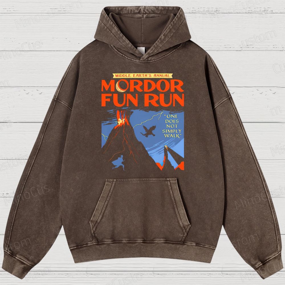 Middleearth's Annual Mordor Fun Run Sarcasm Vintage Distressed Hoodie