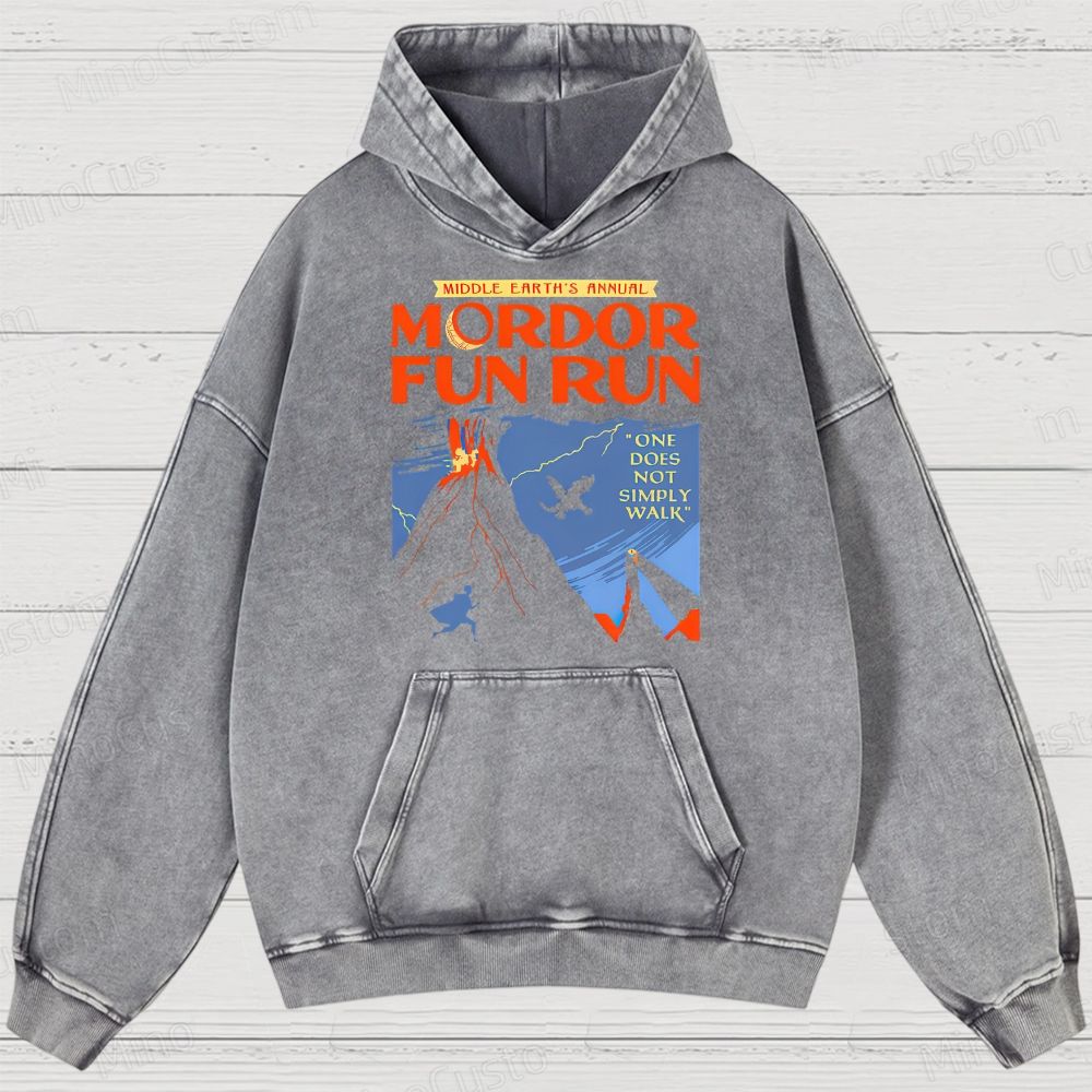 Middleearth's Annual Mordor Fun Run Sarcasm Vintage Distressed Hoodie