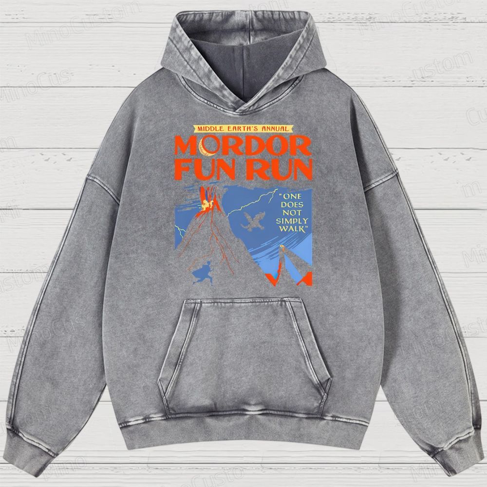 Middleearth's Annual Mordor Fun Run Sarcasm Vintage Distressed Hoodie