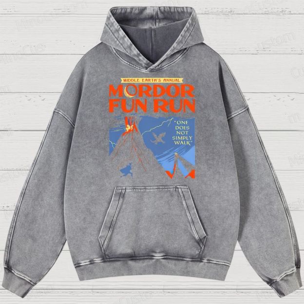 Middleearth's Annual Mordor Fun Run Sarcasm Vintage Distressed Hoodie