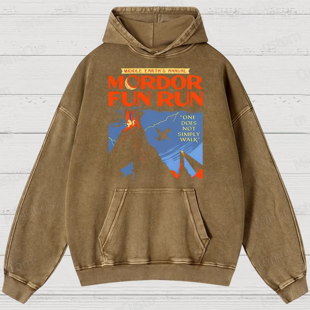 Middleearth's Annual Mordor Fun Run Sarcasm Vintage Distressed Hoodie