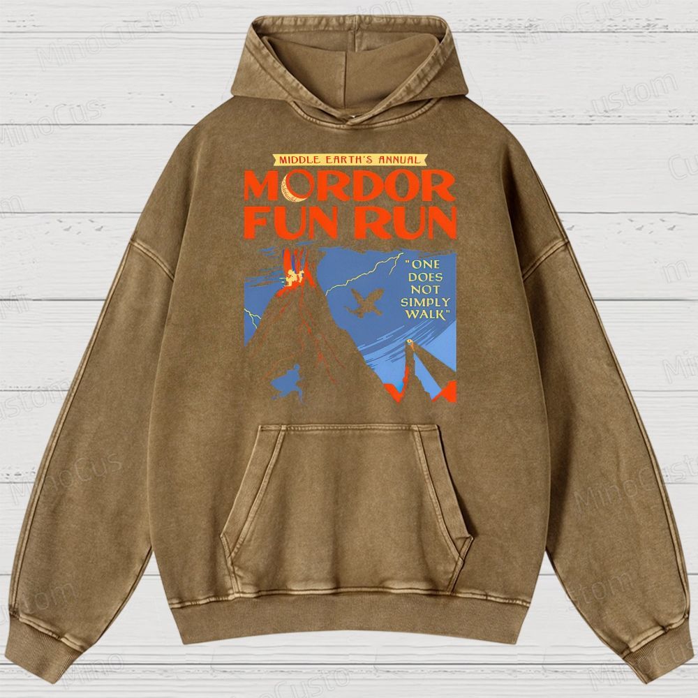 Middleearth's Annual Mordor Fun Run Sarcasm Vintage Distressed Hoodie