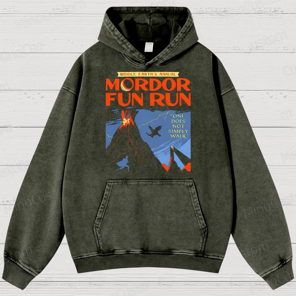 Middleearth's Annual Mordor Fun Run Sarcasm Vintage Distressed Hoodie