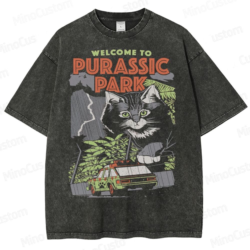 Jurassic Park Giant Cat Washed T-Shirt