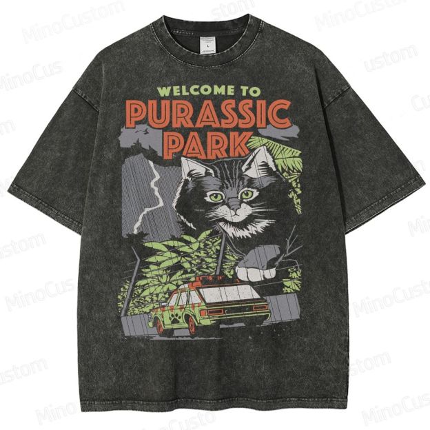 Jurassic Park Giant Cat Washed T-Shirt 