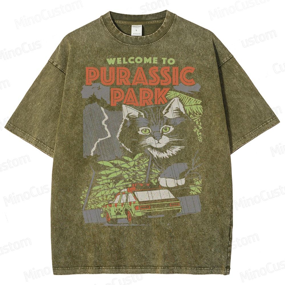Jurassic Park Giant Cat Washed T-Shirt 