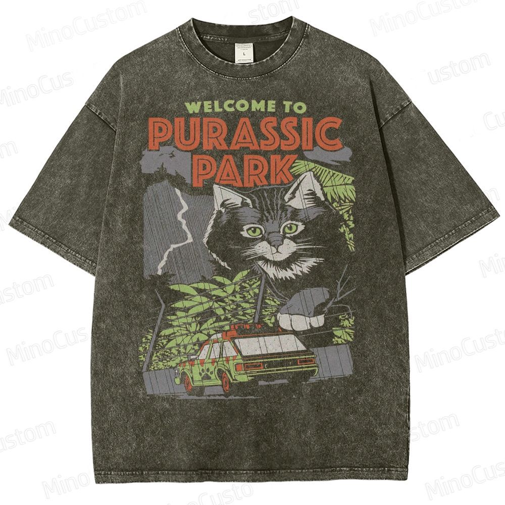 Jurassic Park Giant Cat Washed T-Shirt 
